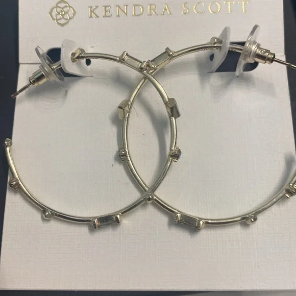NWOT Kendra Scott Rohan gold statement hoop earrings. Crystal accents sparkle. - Picture 5 of 8